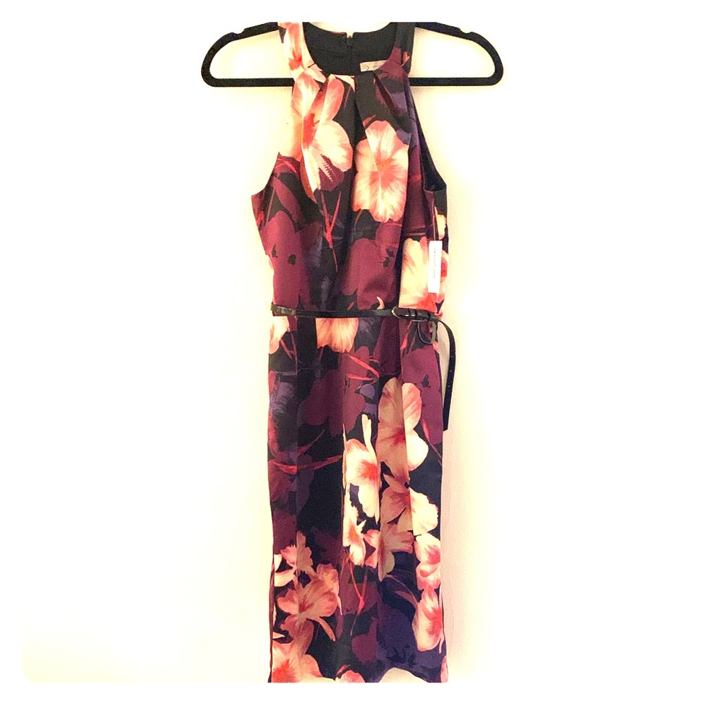 Purple & floral belted dress.